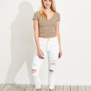 Hollister White Distressed High Rise Crop Jean Legging Size 23